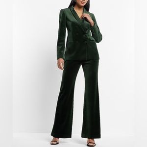 Emerald green velvet trouser pant